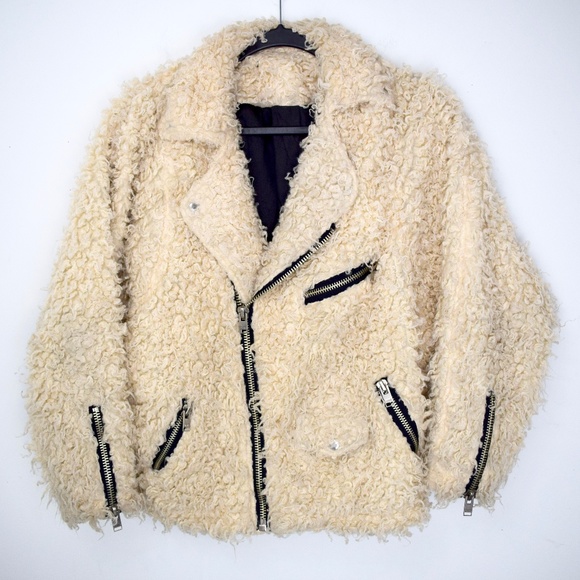 UNIF Jackets & Blazers - UNIF x Urban Outfitters Sherpa Teddy Moto Jacket